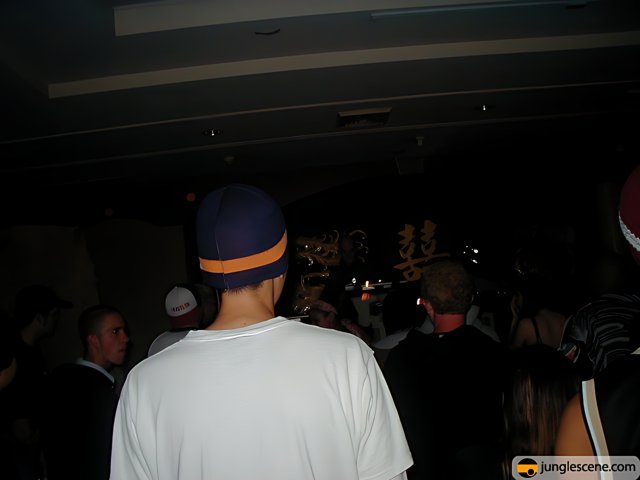Hat-Wearing Man in a Nightclub Crowd
