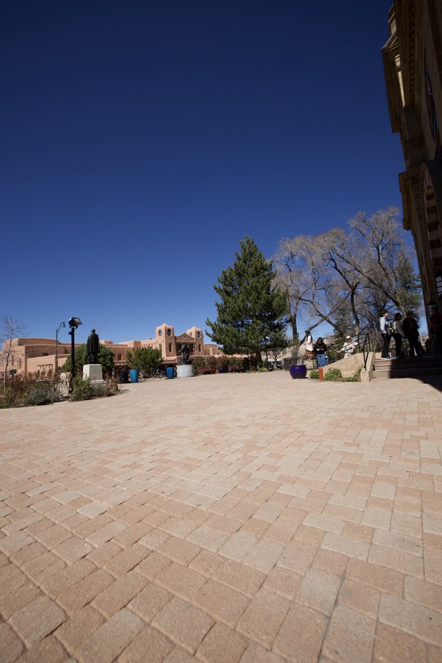 Adobe Architecture Plaza in Santa Fe's Historic Center