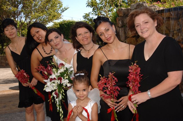 Bridesmaids and Flower Girl Celebrate Summer Wedding
