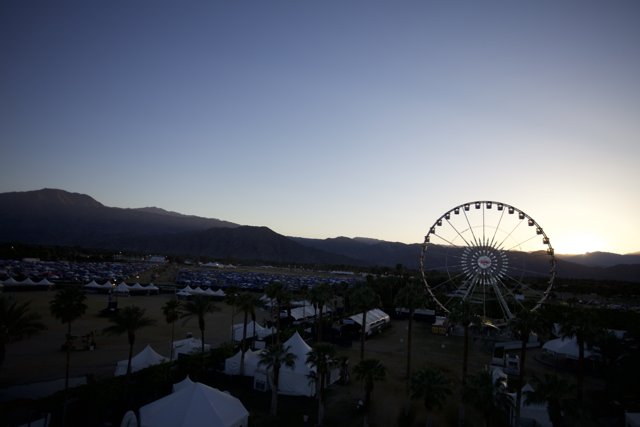 Setting Sun over Coachella's Ferris Wheel