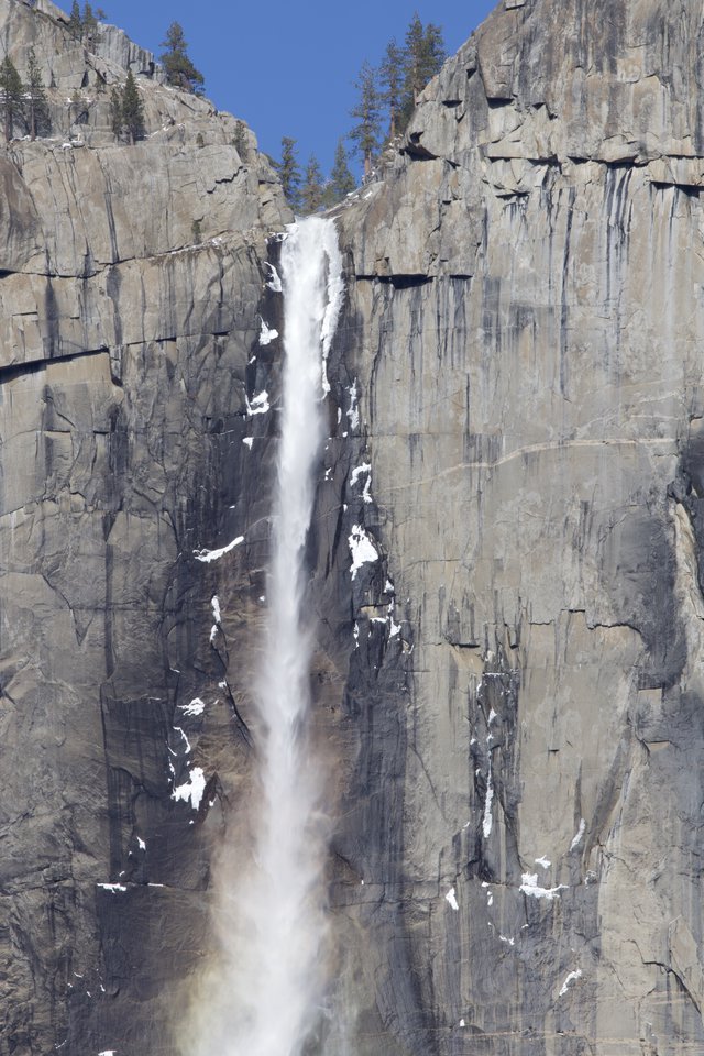 Upper Yosemite Fall Cascading Through Granite Cliffs