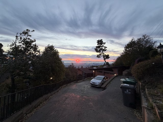 Sunset View from Oakland Hills Residential Street