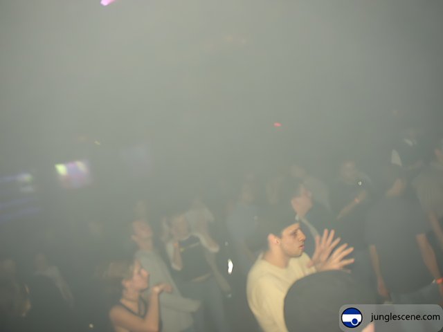 Nightclub Crowd in Smoke