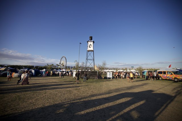 The Crowd Gathers Beneath the Clock Tower at Coachella 2012