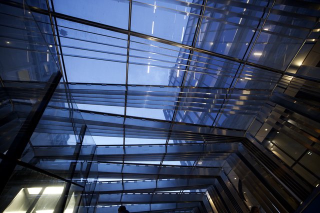 Modern Glass Atrium Architecture Looking Skyward