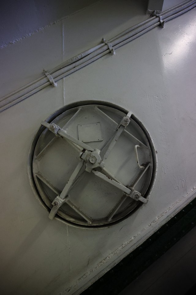 Circular Hatch with Metal Spokes on Naval Vessel