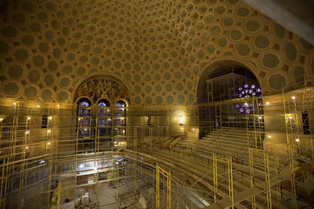Scaffolding and Dome Inside the Architected Building