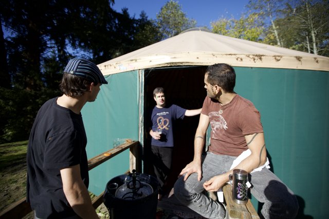 Three Men Camping by the Yurt