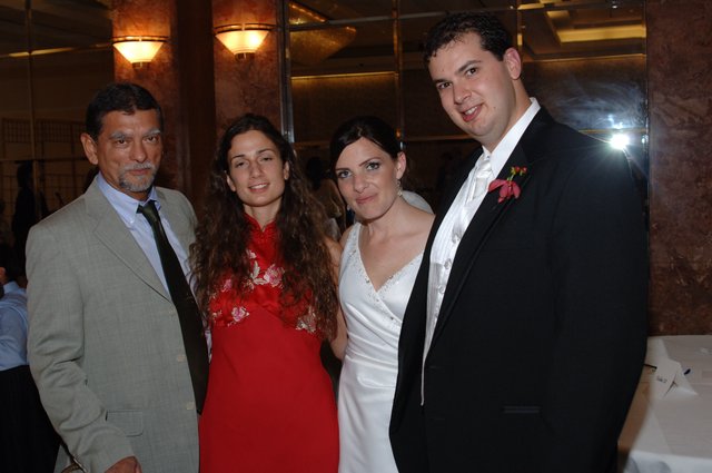 Wedding Celebration Group Portrait with Bride and Groom