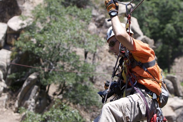 Thrill-Seeker Takes on the Mountain Zip Line
