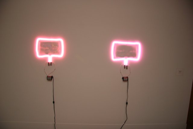 Bright Neon Signs Connected with Wires