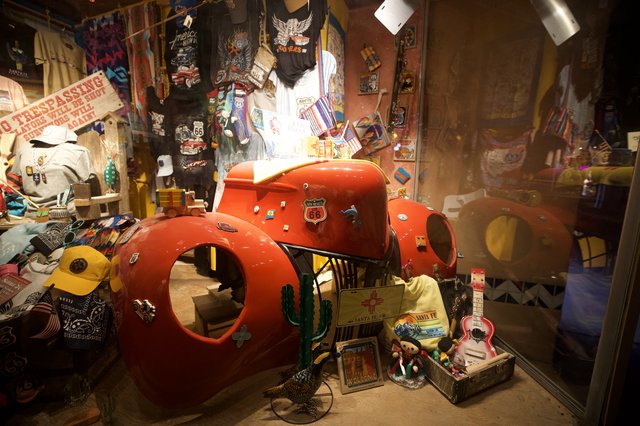 Route 66 Souvenir Shop Display with Vintage Car