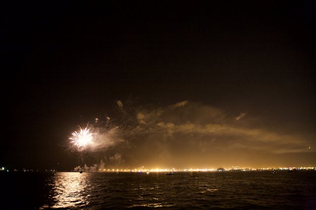 Sparkling Fireworks on Water