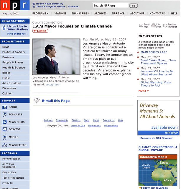 Antonio Villaraigosa on NPR Homepage