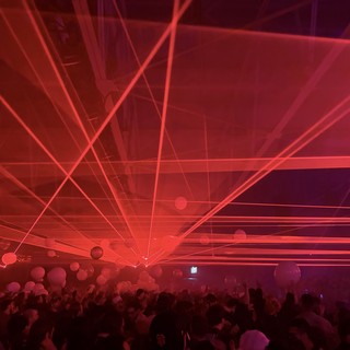 Red Laser Light Show at Electronic Music Concert