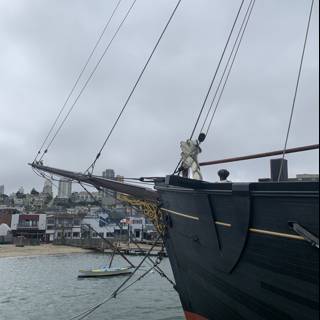 The Majestic Black Warship at the San Francisco Dock