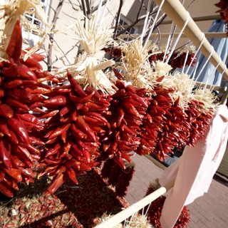 Traditional Red Chile Ristras Hanging in Santa Fe