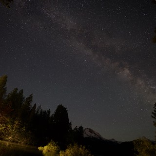 Milky Way Arches Over Mount Lassen at Night