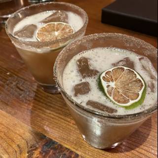 Margaritas on a Rustic Wooden Table