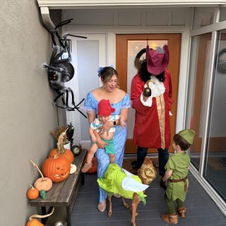 Family Halloween Celebration on Front Porch