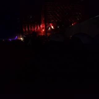 Red-Lit Building at Coachella Night