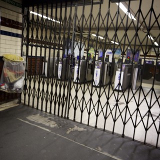 Closed Security Gate at London Subway Station