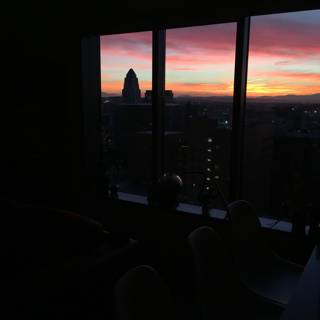 Silhouette of Sunset from a Penthouse Bedroom in Los Angeles