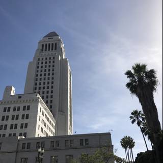 Los Angeles City Hall under a Blue Sky