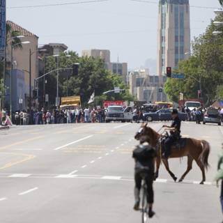 Horseback ride with police escort during May Day rally