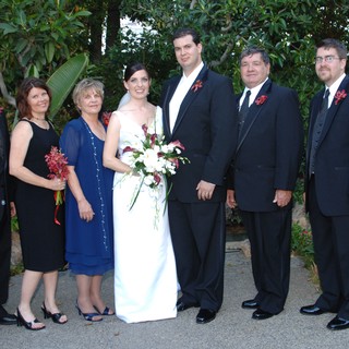Wedding Party Portrait in Lush Garden Setting