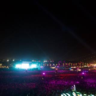 Lighting up the Night: A Massive Crowd at Coachella Music Festival