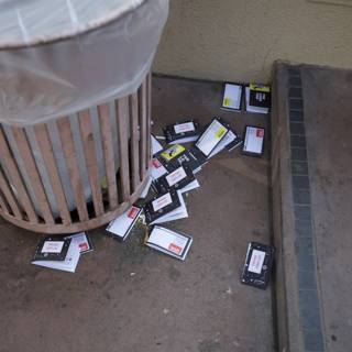 Trash Can Overflowing with Cards
