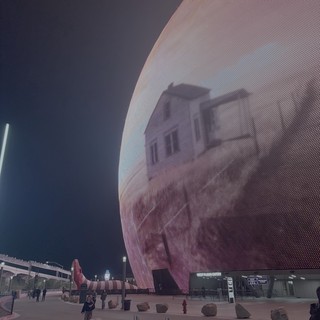 Futuristic Digital Sphere Architecture at Night