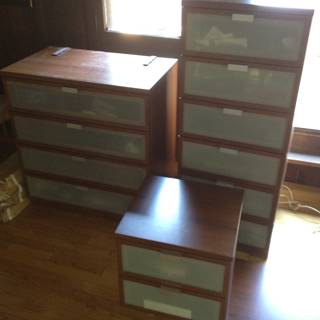 Wooden Cabinet and Drawers on Hardwood Floor