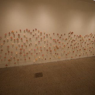 Contemporary Art Installation with Folded Paper Triangles
