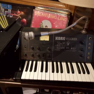 Vintage Synthesizer and Microphone