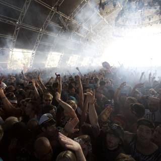 Smoke-filled Crowd at Coachella Music Festival