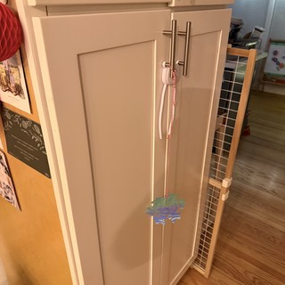 White Shaker Style Kitchen Cabinet with Decorative Ornament