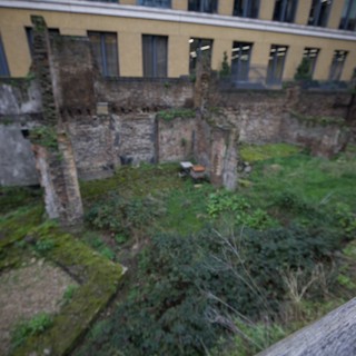 Ancient Roman Ruins Adjacent to Modern London Architecture