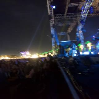 Night Sky Flares at Coachella Rock Concert