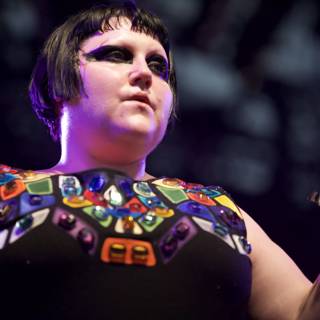 Entertainer Beth Ditto Performing with Mic in Hand