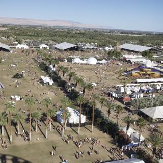 Aerial View of Massive Crowd at Coachella Festival