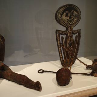 Wooden Artifacts Displayed on Table