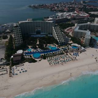 Aerial View of Cancun's Beautiful Beach Resort