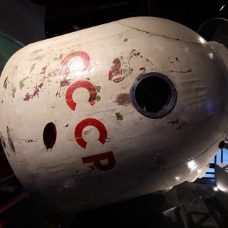 Weathered Soviet Soyuz Space Capsule on Display