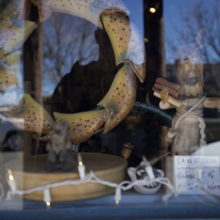 Spotted Moon Folk Art Display in Shop Window