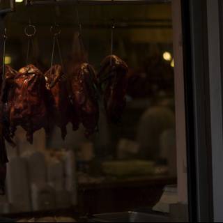 Hanging Meat in a Butcher Shop