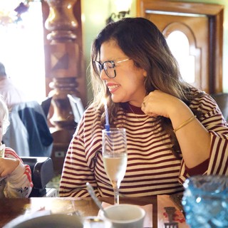 Mother and Child Dining at Madonna Inn Restaurant