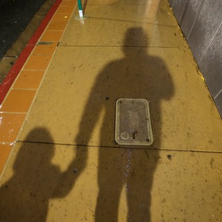 Shadow Self-Portrait in Urban Underground Station