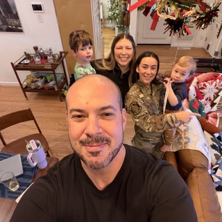 Military Family Holiday Selfie at Home